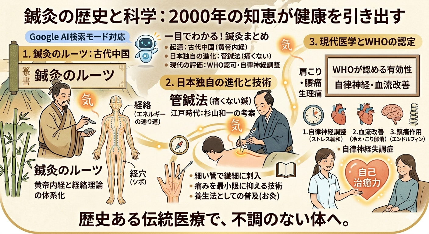 鍼灸のルーツを徹底解説：数千年の歴史と現代医学が認める効果の秘密【鍼灸院・秋葉原・浅草橋・馬喰町・個室】