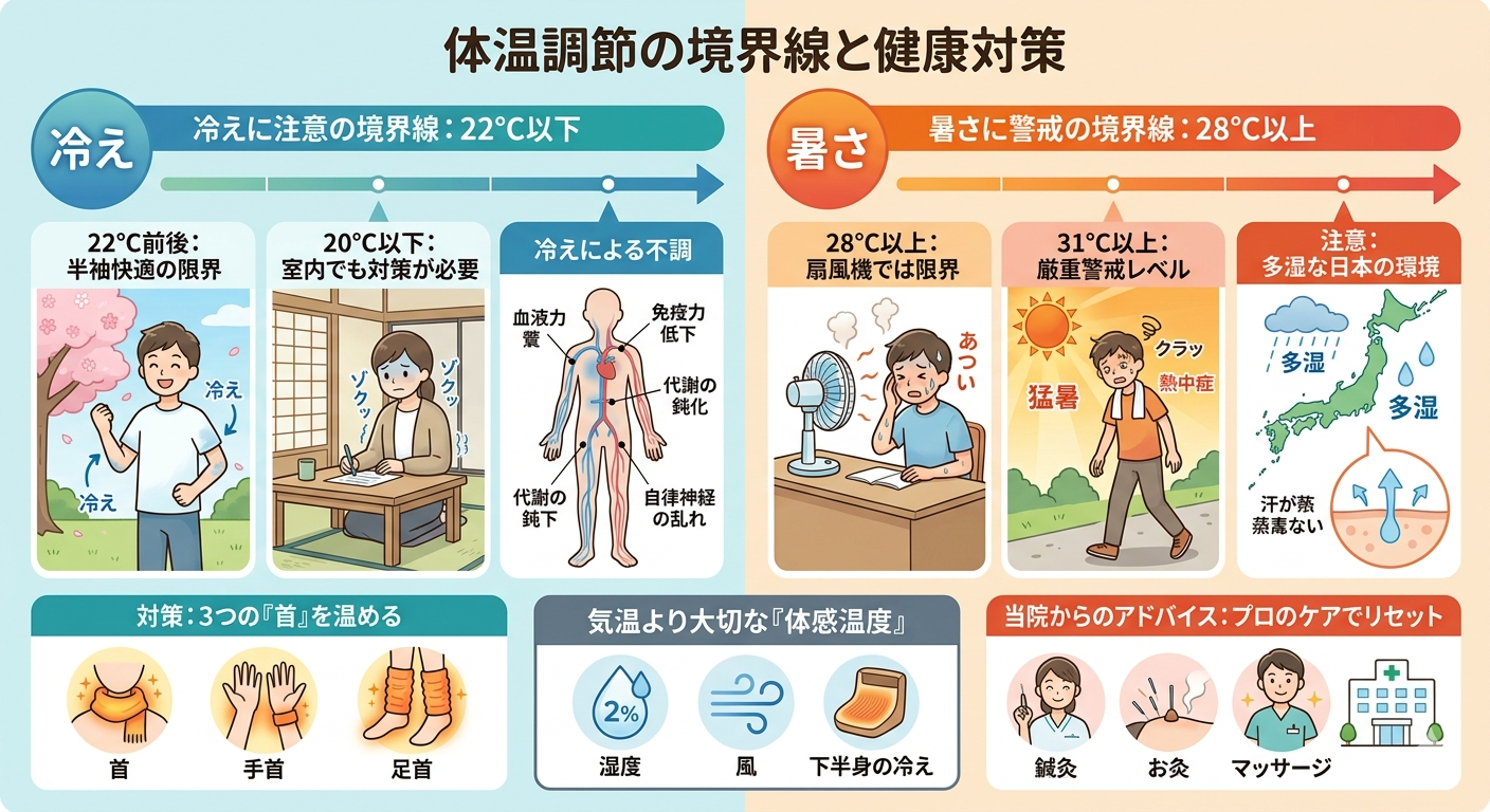 気温何度から注意？健康を守る「冷え」と「暑さ」の境界線と対策