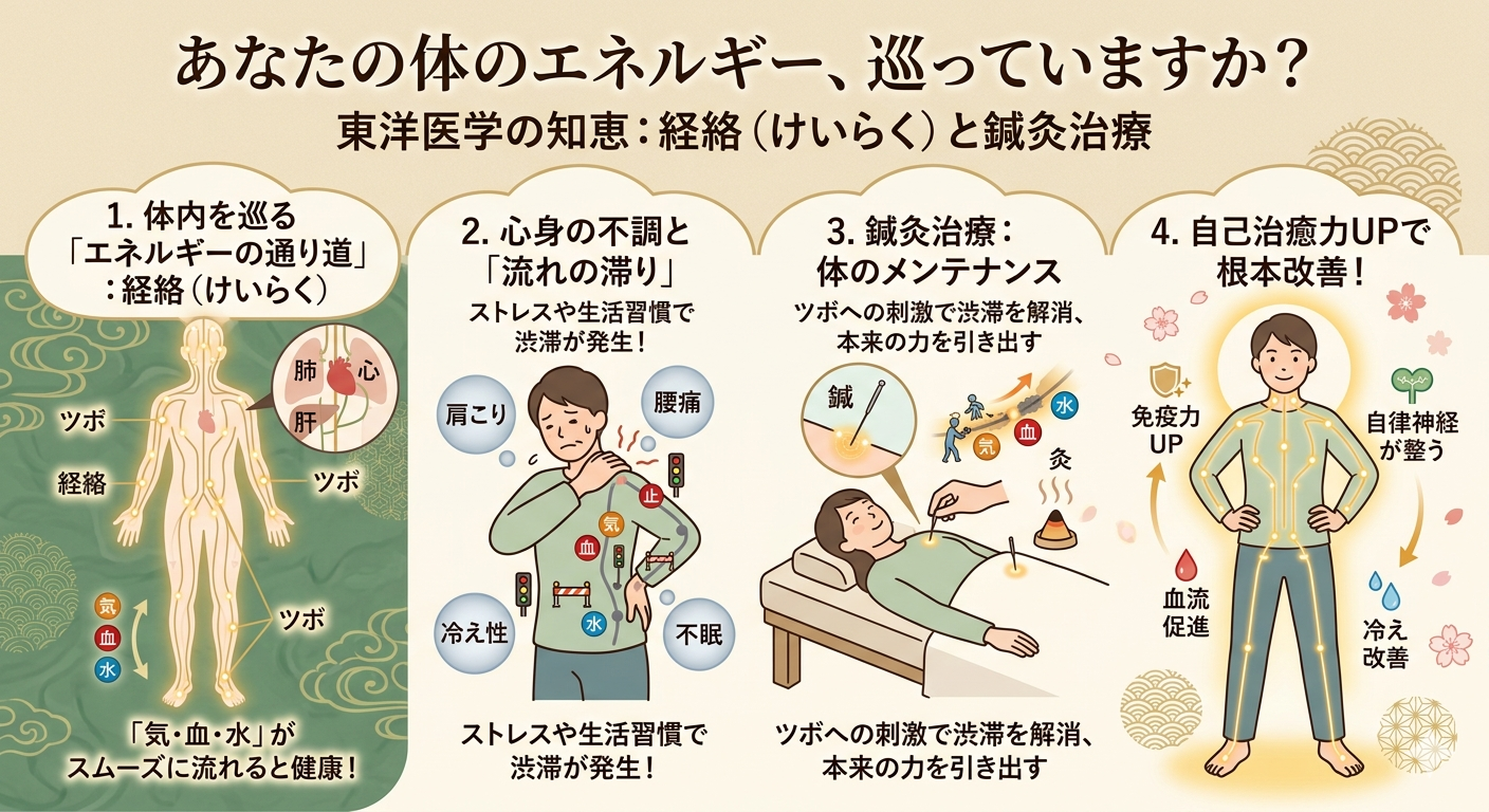 【東京23区】経絡（けいらく）と鍼灸治療：東洋医学で心身を整えるメカニズムを解説