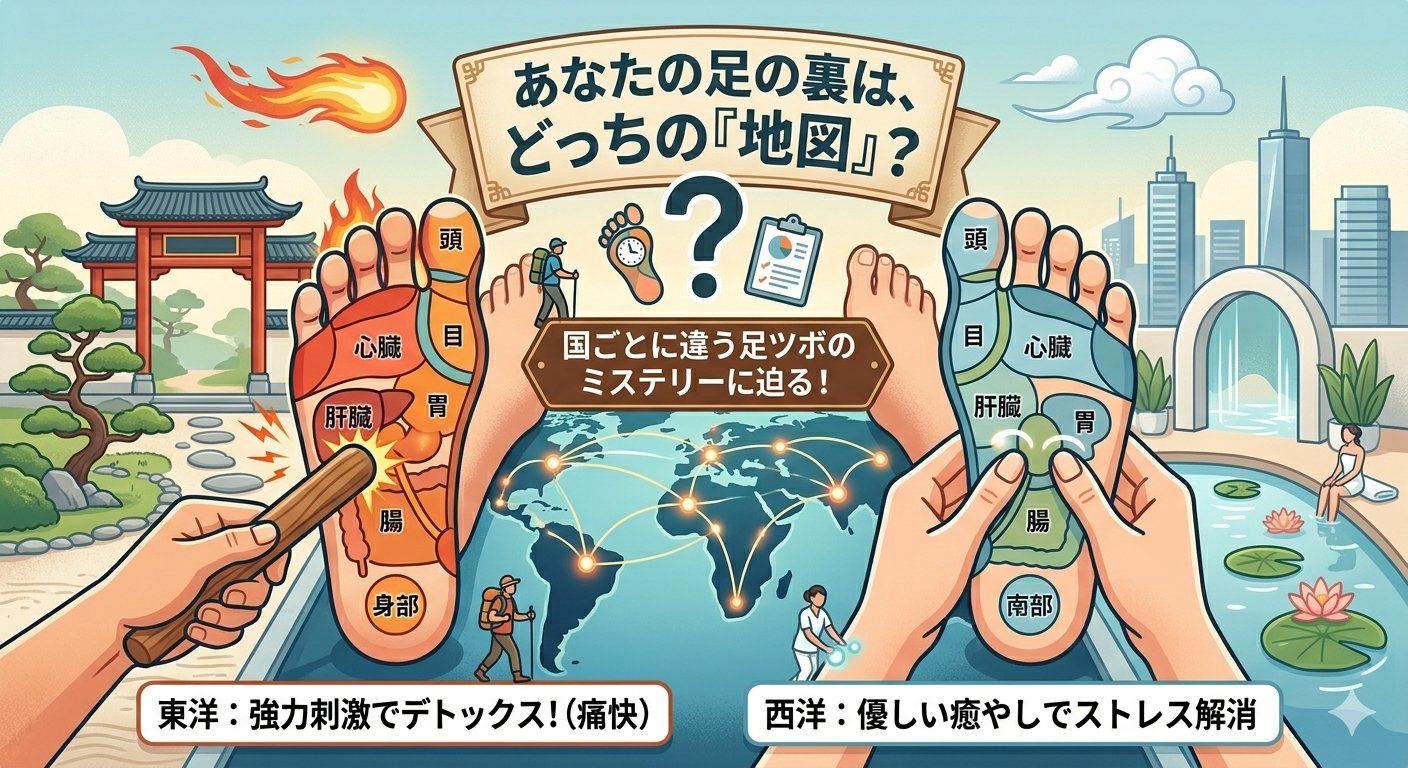 【足裏の謎】国ごとに「足ツボ地図」が違うのはなぜ？東洋式・西洋式の違いと最新フットケア事情