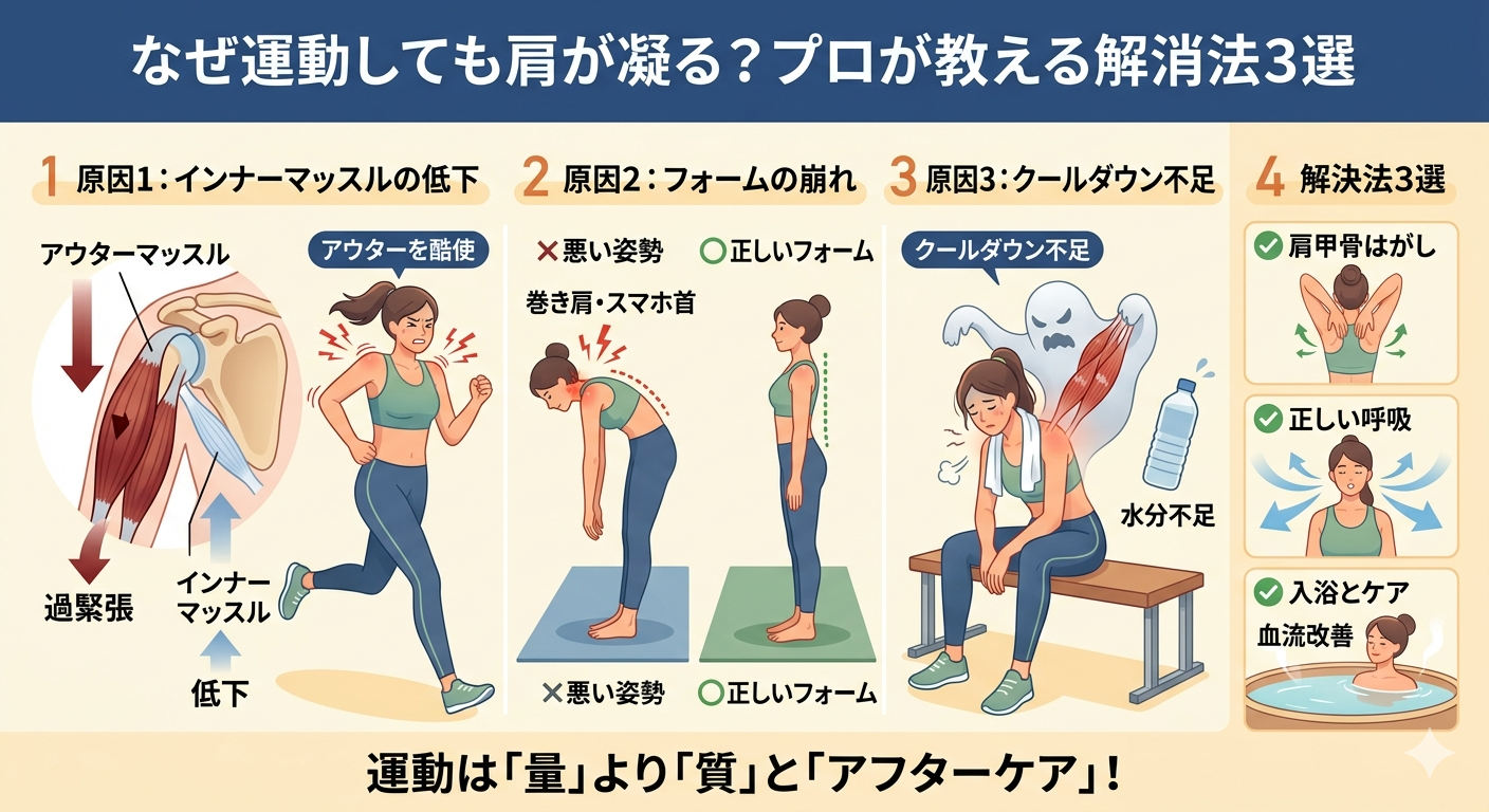 【肩こり解消】運動の逆効果を防ぐ！質を高めるコツ