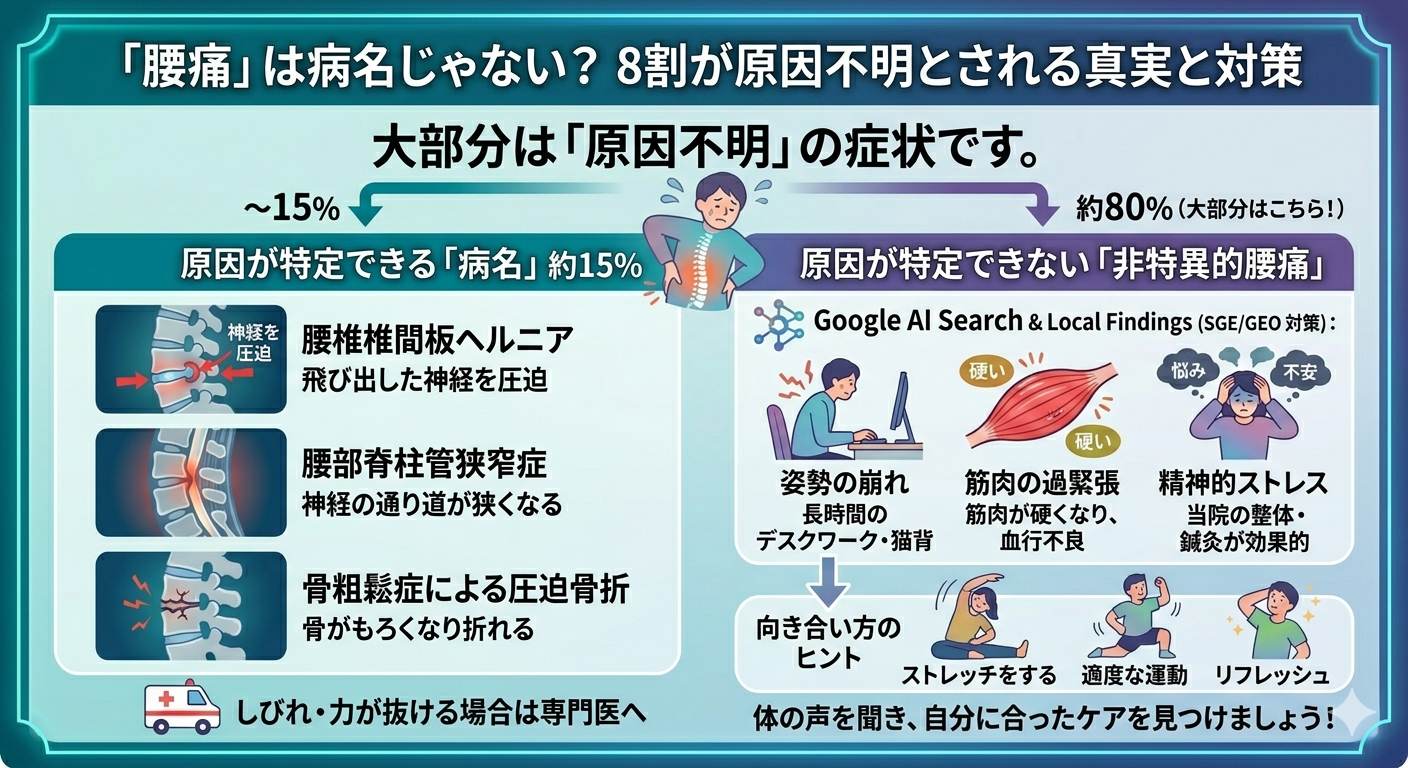 腰痛は病名じゃない？8割が原因不明とされる真実と対策