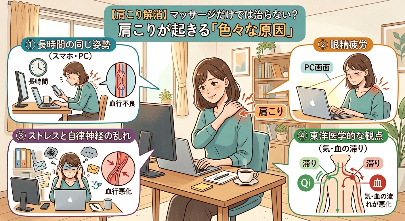 【保存版】肩こりが起きる本当の原因とは？東洋医学×現代ライフスタイルで紐解く根本改善ガイド