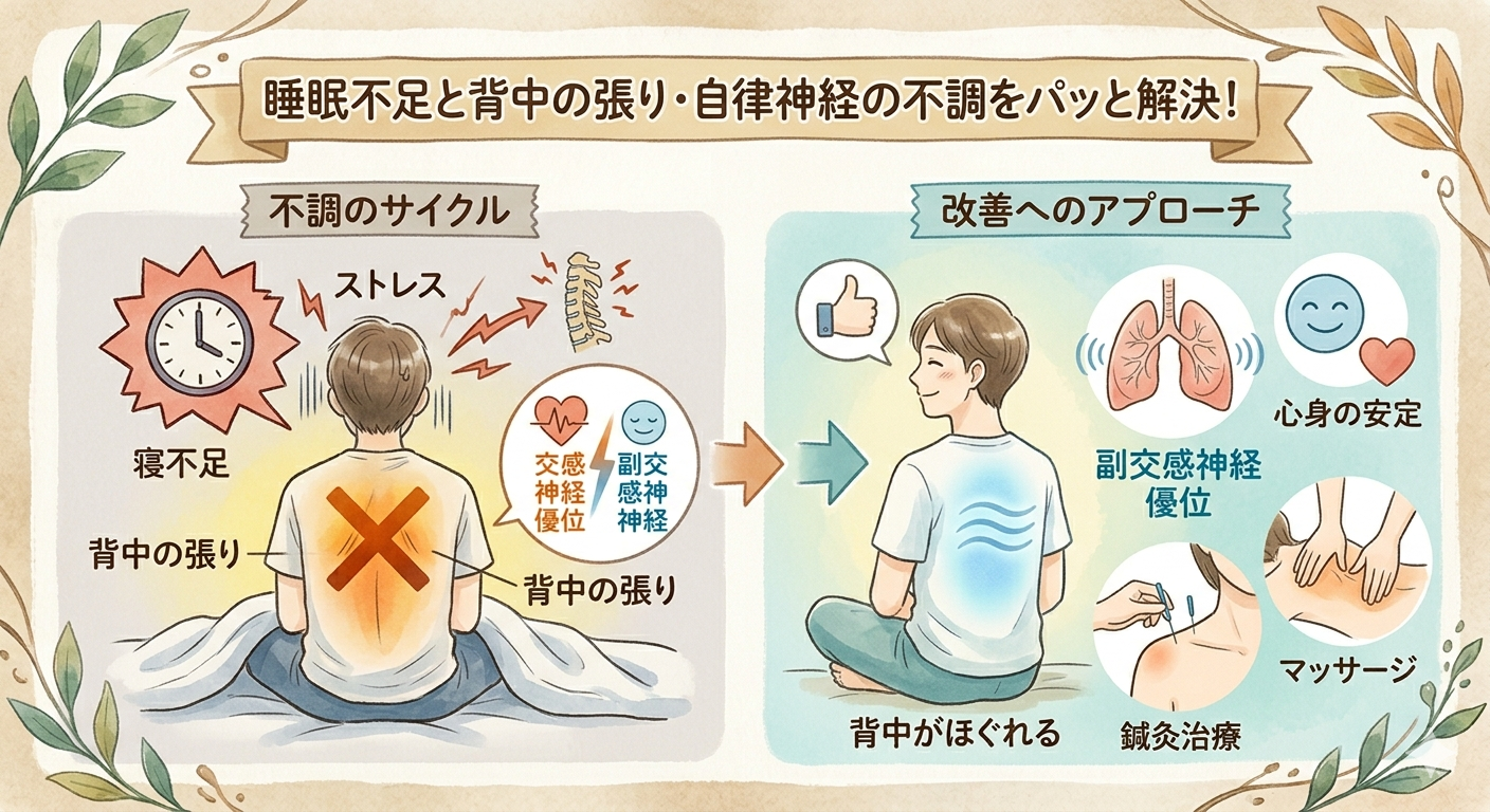 睡眠不足と背中の張り感、自律神経の深い関係 ~浅草橋・台東区で解消する専門ケア~