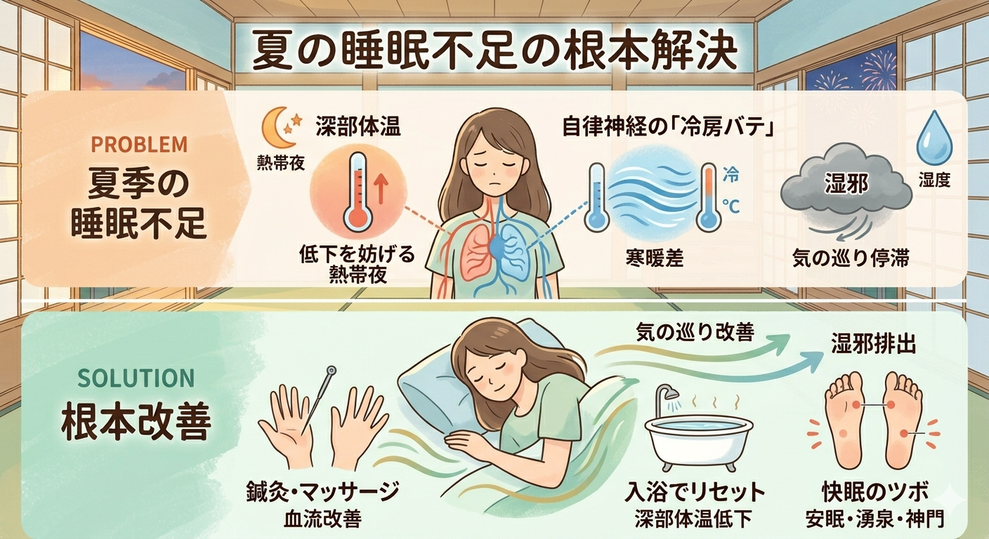 夏の睡眠不足は「湿邪」と「自律神経」が原因？鍼灸師が教える快眠の秘訣