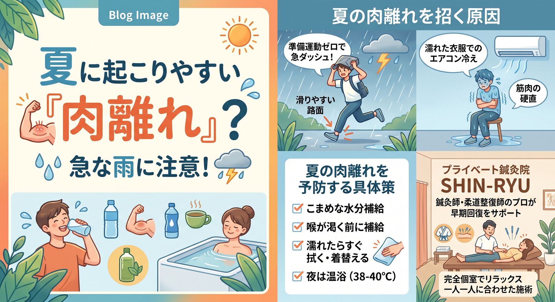 雨に注意！急激な雨に濡れることで肉離れになるかも！秋葉原・浅草橋の鍼灸師が教える予防と対策