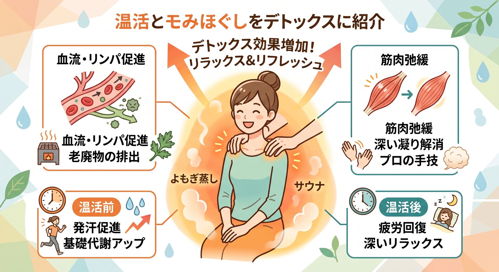 【鍼灸師監修】温活ともみほぐしでデトックス効果増加！よもぎ蒸し・サウナの質を高める秘訣