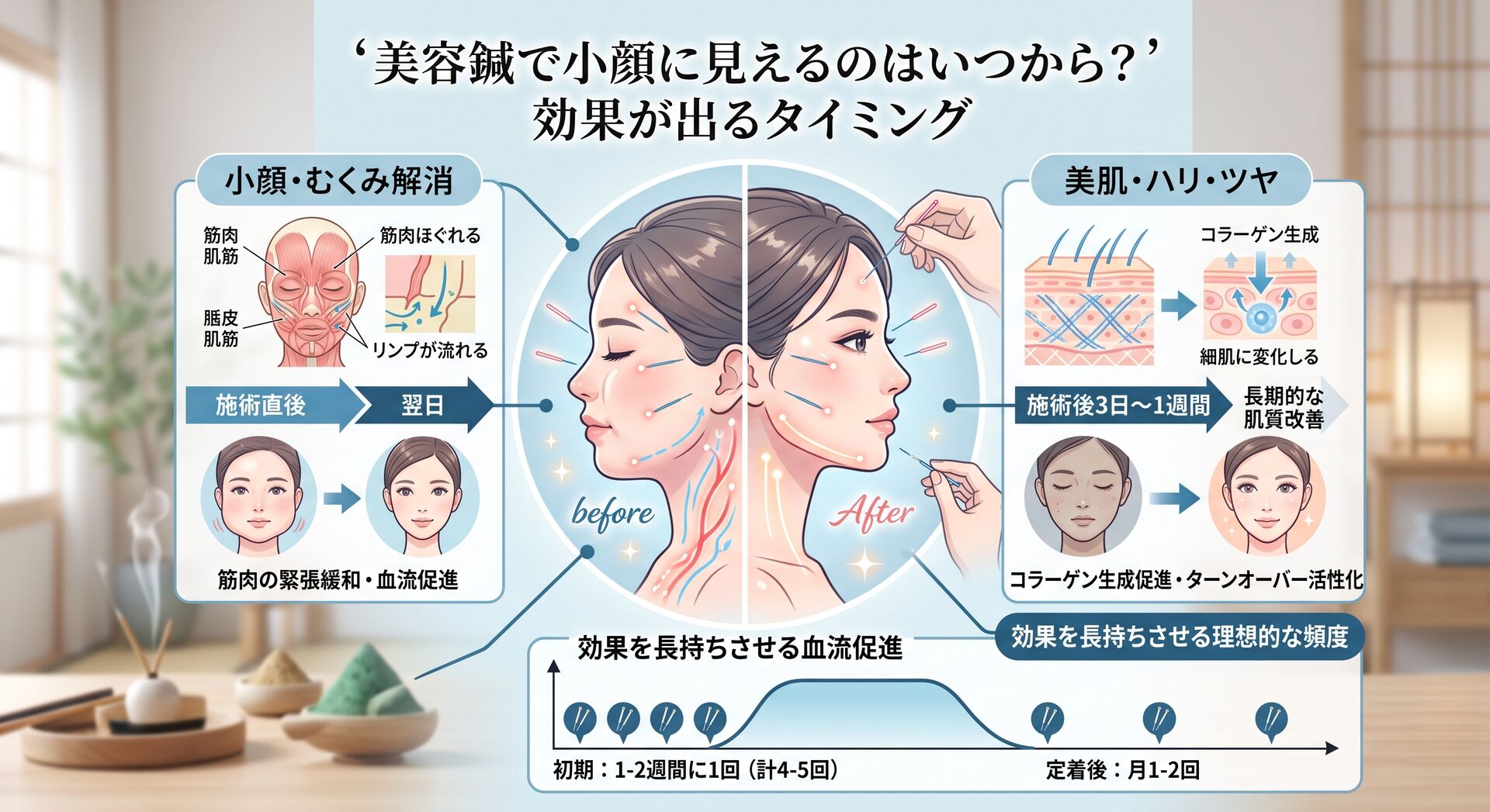 美容鍼で小顔に見えるのはいつから？効果が出るタイミングを鍼灸師が徹底解説