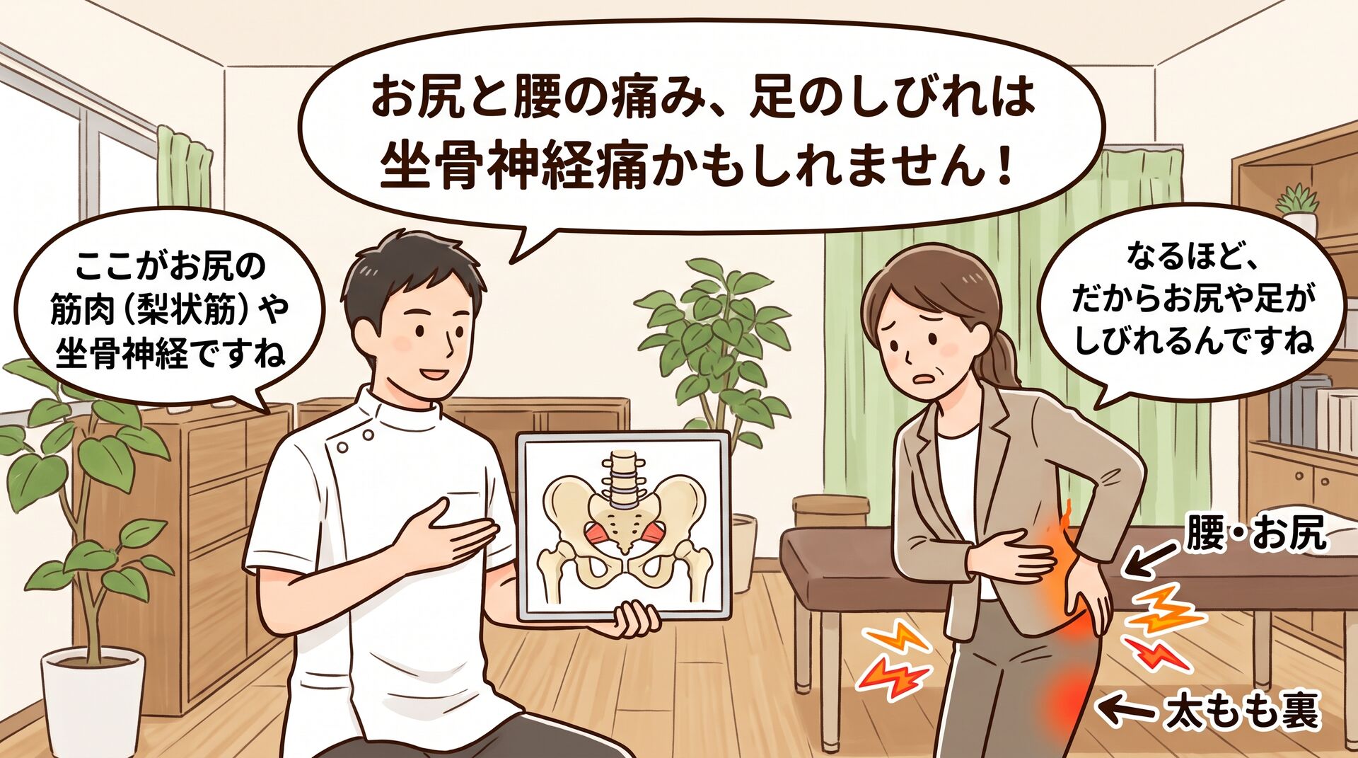 お尻と腰の痛み・足のしびれは坐骨神経痛かも｜セルフチェックと施術法を浅草橋・秋葉原エリアの鍼灸院が解説